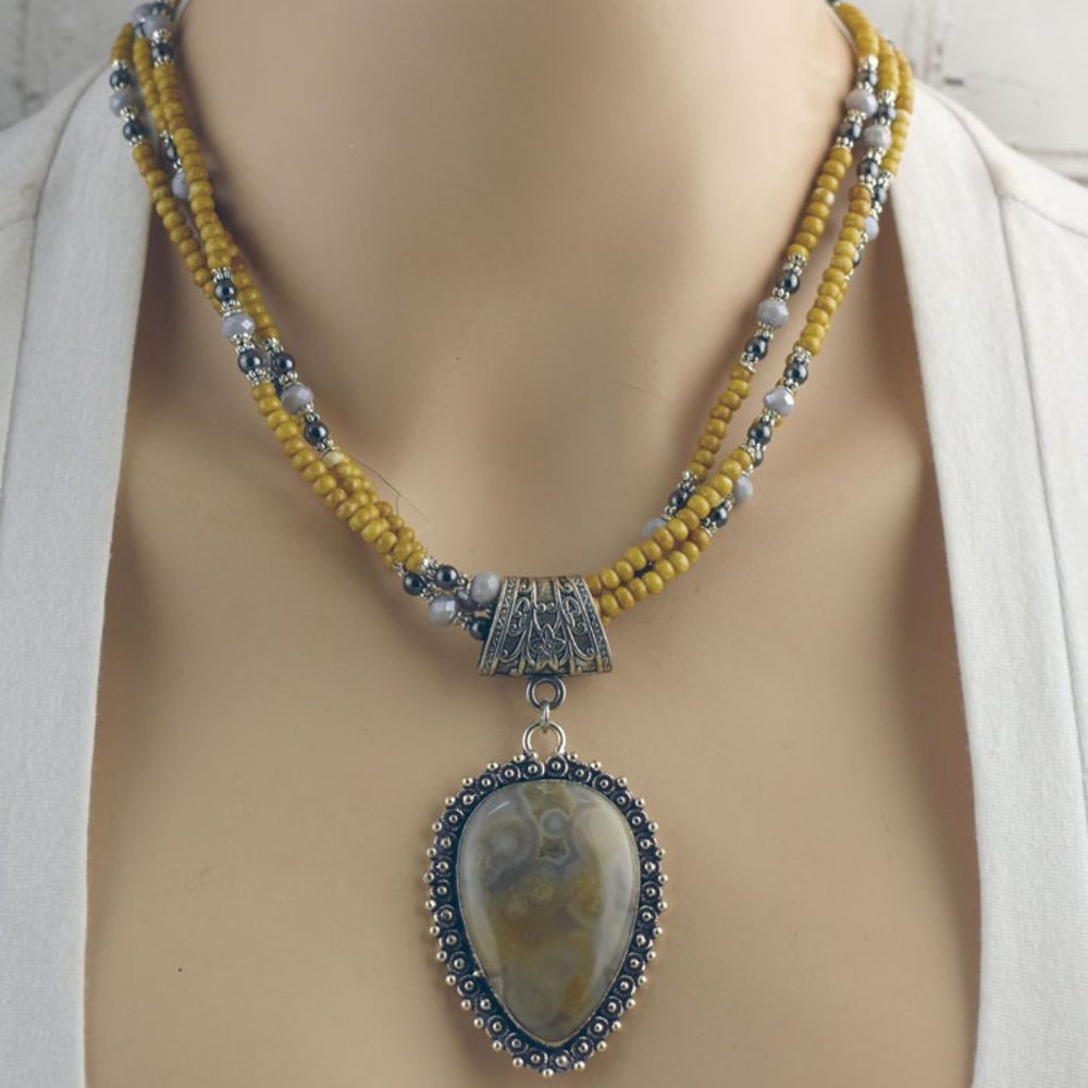 Crazy Lace Agate Necklace & Earring Set